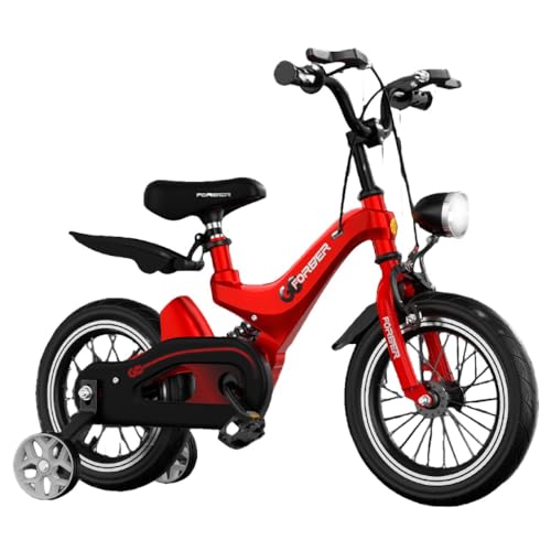 VGVG子供用自転車 4歳~12歳 超軽量滑り止め 耐磨 マグネシウム合金 幼児用 補助輪付 男の子 女の子 プレゼント (14インチ,レッド)