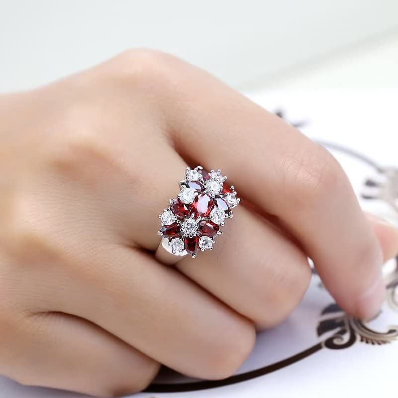 Bague Rubis Grenade Anti-Ternissement Argent 925 Véritable Éclat - 5