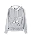 VincentDeep Unisex Cat Ear Big Kangaroo Pouch Hoodie Long Sleeve Pet Cat Dog Holder Carrier Sweatshirt (XXXL, Grey)