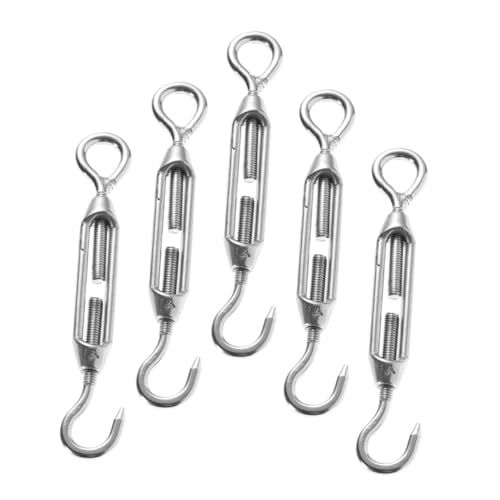 SHOWERORO Juego de 5 Tensores M5 de Acero Inoxidable 304 con Ojal y Gancho para Cables, Uso Industrial y Exterior miniatura 1
