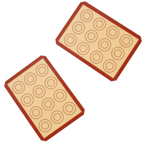 P&P CHEF 8.6 Inch Silicone Baking Mats, 2 Pcs Reusable Silicone Oven Mat, Non Stick Baking Supplies for Macaroon Pastry Bread Dough Cookie, Fits Well with Sheet Pan, Healthy & Easy Clean