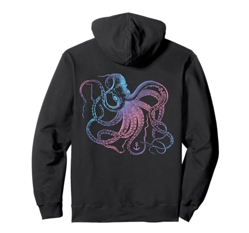 Vintage Octopus Marine Biologist Cool Ocean Sea Pullover Hoodie