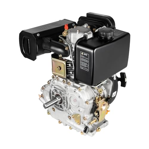 TANAUT 4-Stroke 418CC Single Cylinder Diesel Engine 10HP 6.3KW Forced Air-Cooled Recoil Start 1 Inch Shaft Direct Injection Diesel Motor for Farm Garden Industrial Equipment