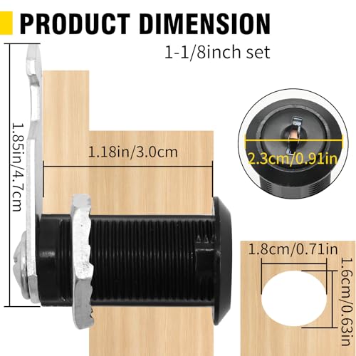 Image of UOIENRT 3 Pack RV Storage Locks with Keys, 1-1 /8-inch RV Drawer Tongue Lock for Storage Door File Cabinet Toolbox, Zinc Alloy