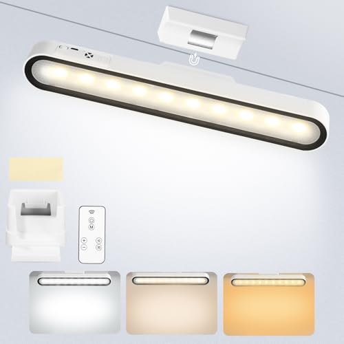 Luz Armario, Luces Led Cocina, Led Cocina Bajo Mueble, con Mando a Distancia, 3 Modos de iluminación Luz Led Armario, 3000mAh Luz Led Recargable, para Armario, Gabinete, Cocina
