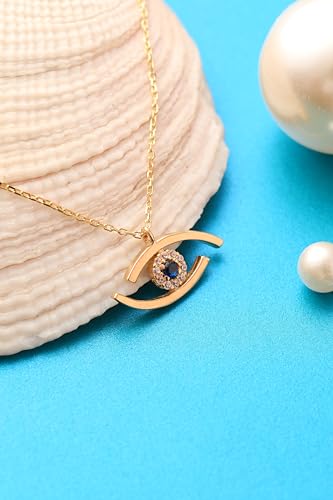 Evil Eye Necklace, 14K Solid Gold Eye Necklace, Dainty initial Evil Eye Pendant, Minimalist 14K Gold Evil Eye Pendant, Birthday Gift3