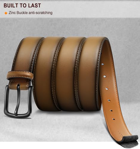 Men Belt-Classic Belt 7 Holes Comfortable for Men Dress Casual Jeans 1 3/8"3