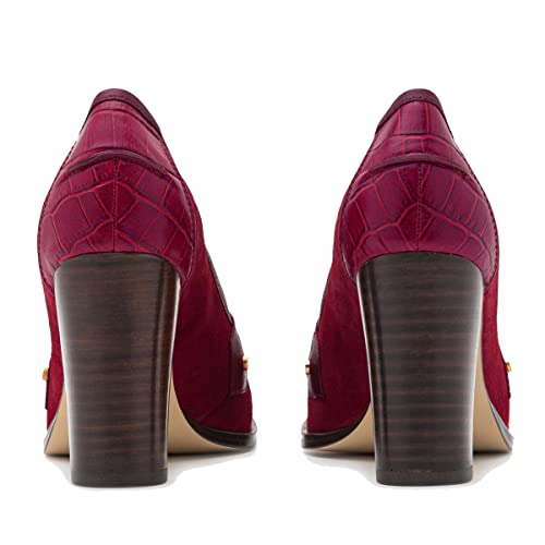 Image of MOOMMO Women Chunky Block Heel Pumps Closed Round Toe Slip On Oxford Loafers Shoes High Heels Snakeskin Work Pump Suede Loafer for Office Ladies Classic Formal Business Professional Fall 4-13 M US