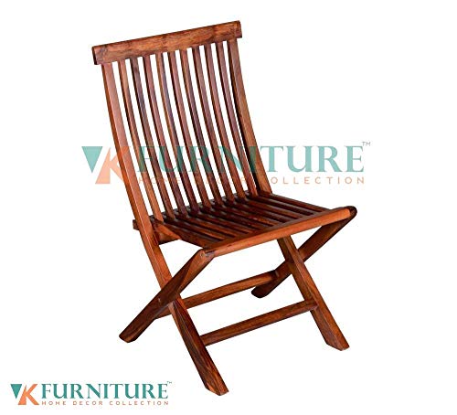 Image of VK Furniture Sheesham Wood Patio Balcony Chair | for Home & Living Room | Foldable Chair | Set of 2 | Honey Brown Finish