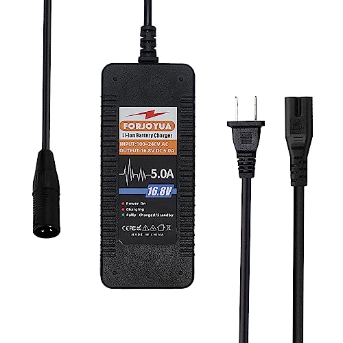 FORJOYUA 16.8V 5A AC/DC Lithium Battery Charger for 4S 14.8V Li-ion Battery Pack with XLR-3Pin Connector Fast Charging