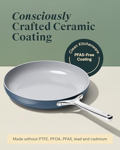 Image of Caraway Nonstick Ceramic Frying Pan - 12 inch - Non Toxic, PTFE & PFOA Free - Oven Safe to 550F - Compatible with Gas, Electric, Induction Stovetops, Perracotta