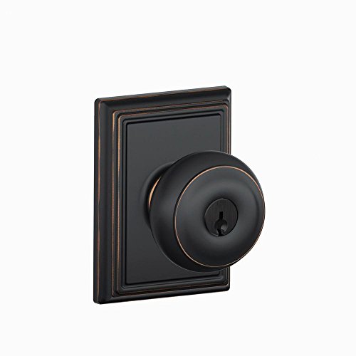 SCHLAGE F51A GEO 716 ADD Georgian Knob with Addison Trim Keyed Entry Lock, Aged Bronze