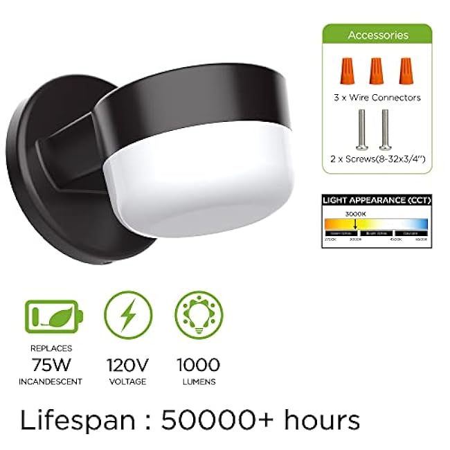 TIERONE Modern Wall Pack Light Outdoor Wall Sconce 12W 3000K 2 Pack