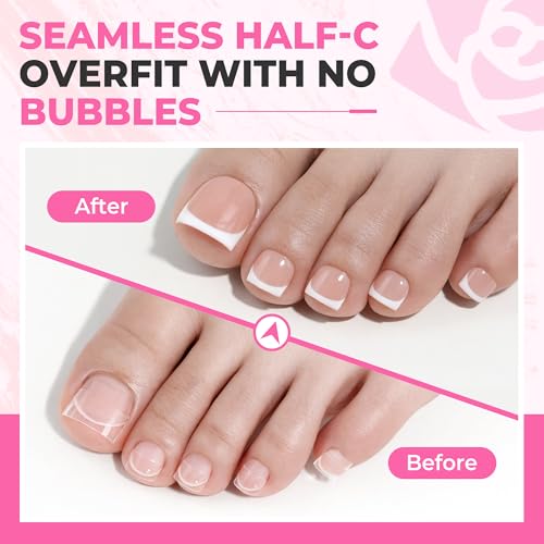 Image of UNA GELLA Half Cover Square Toe Nail Tips For Big Wider Toe, 510Pcs 15Sizes Soft Gel Pre-etched Fake Toenails Press On Nails For Nail Extensions Home DIY Nail Salon