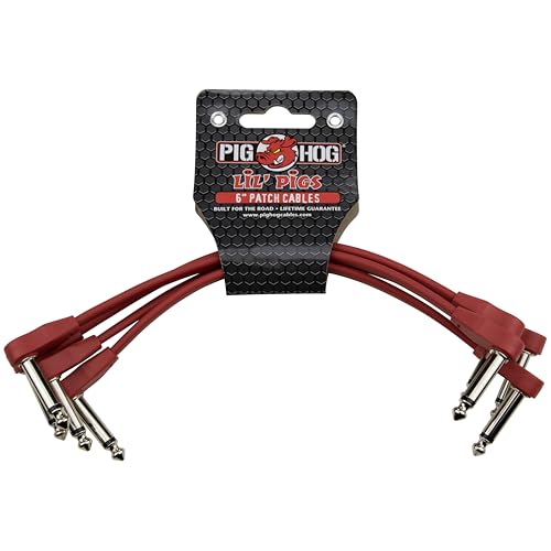 Câble de raccordement guitare Pig Hog Lil Pigs rouge 15cm pour pedalboard effets lot de 4
