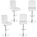 Tabourets de Bar Cuisine Lot de 2/4 avec Dossier Hauteur 43 cm, Chaise Haute en Cuir Synthétique, Tabouret de Bar Pivotante avec Repose-Pieds et Caoutchouc Antidérapant (4, Blanc)