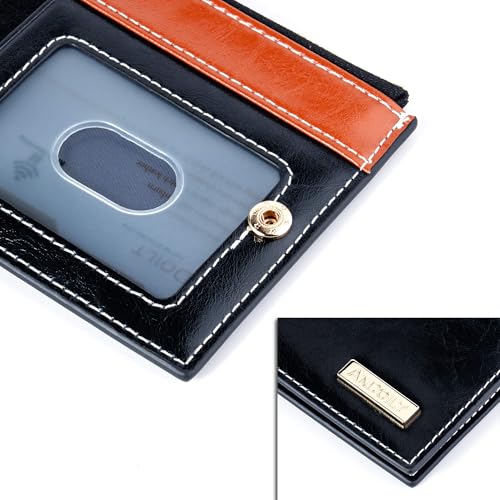 Image of ANDOILT Wallets for Women Genuine Leather Wallet RFID Blocking Bifold Multi Card Case Purse with Zipper Pocket Handbag