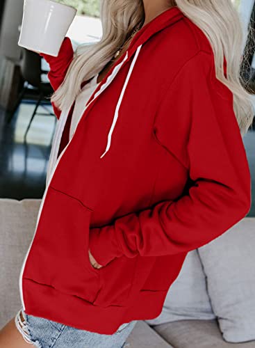 Dokotoo Women's Full Zip Up Hoodie Long Sleeve Hooded Sweatshirts Pockets Jacket Coat for Women3