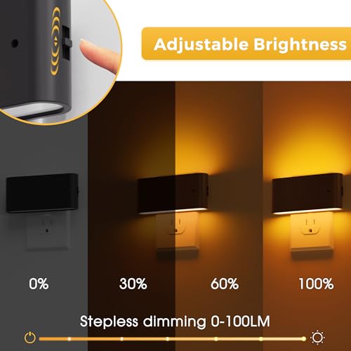 Image of L LOHAS LED Night Light, 2 Pack Dimmable Modern LED Night Lights Plug into Wall,Dusk to Dawn Sensor Night Lights for Kid, 0-100LM 2000K Amber Nightlight for Hallway Bedroom Stairway