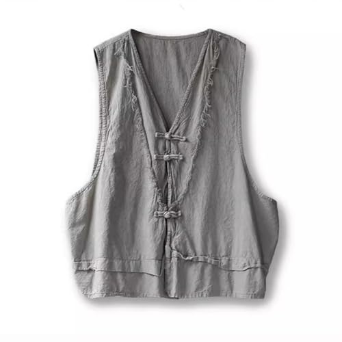 Women's Outerwear Vests Sleeveless Lightweight Vest Summer Distressed Hem V Neck Cotton Linen Blazer Jacket Tops