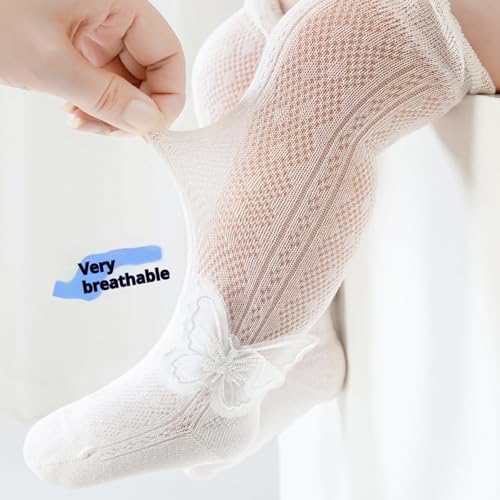 Baby Toddler Girl Knee-hight Lace Socks Kids Thin Mesh Princess Mary Jane Dress Socks Tube Uniform Stockings 4 Pairs3