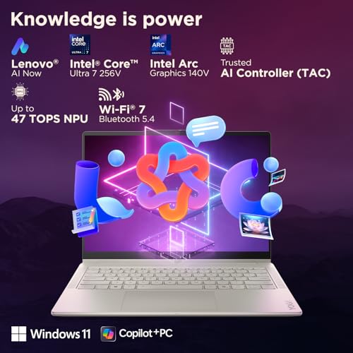 Image of Lenovo Yoga 7 2-in-1 Intel Core Ultra 7 256V,Copilot+ AI PC(16GB RAM /1TB SSD /14(35.5cm) WUXGA OLED /47 Tops /Win 11 /Office Home 2024 /Digital Pen /1Yr ADP /Seashell /1.38Kg), 83JQ000VIN Convertible Laptop