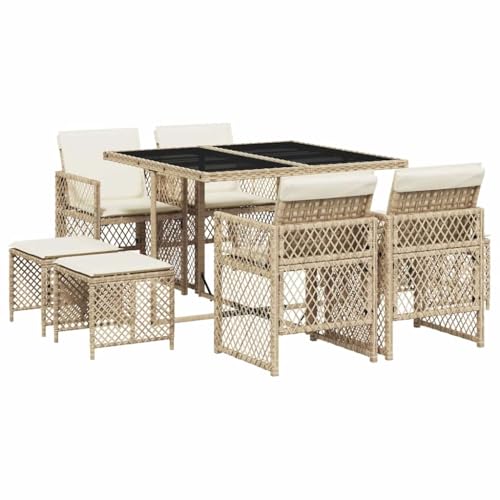 Ensemble de jardin polyrotin beige salon extérieur table et chaises de terrasse - 2