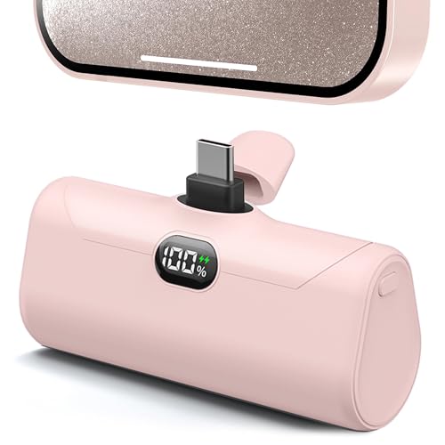 Lightweight Pink USB C Power Bank Portable Charger 5000mah...