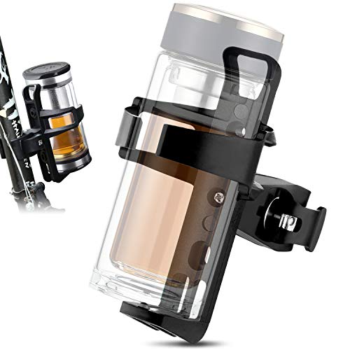 Portabidon Bicicleta,Rotación de 360 Grados Soporte para Botella, Universal Portavasos para Moto Bicicleta MTB Cochecito Carrito Bebe (Negro)