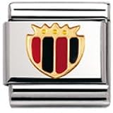 Nomination Composable Classic ITAL. Football Edelstahl, Email und 18K-Gold (Meisterabzeichen ROT - SCHWARZ) 030204