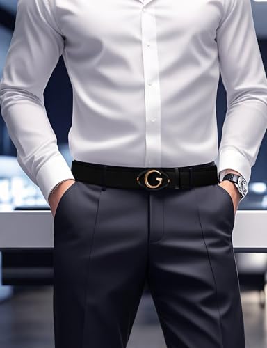 Men's Ratchet Belt Leather Belt Adjustable for Men Gift 1 3/8-Cut for Perfect Fit3