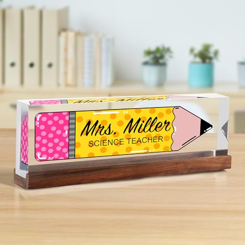 Easycosy Back to School Teacher Gift, Custom Acrylic Name Plate for Desk, First Day of School Teacher Appreciation Gifts, Personalized Acrylic Office Desk Decor for Women Men Coworkers