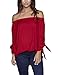 Just Quella Women's Off Shoulder Loose Shirt Blouse 8422 (L, Claret Red)