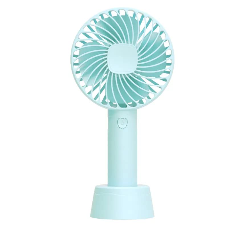 X4CART Mini Handheld Portable Fan USB Rechargeable Built-in Battery Operated Summer Cooling Desktop Fan with Standing Holder Handy Base For Home Office Outdoor Travel (Blue Color)