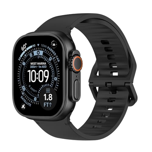 MoKo Correas Deportiva para Reloj Compatible con Apple Watch Ultra 3/2/1 49mm,S11/S10 46mm,9/8/7 45mm,SE3/SE2/SE/6/5/4 44mm,3/2/1 42mm, Correa de Repuesto de Silicona Suave para Mujer Hombre, Negro