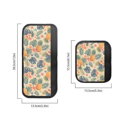 Image of Fridge Door Handle Covers Set of 6 Kitchen Appliance Decor Handles Glove Anti-Slip Protectors Washable Fabric Refrigerator Decor Accessories, Tropical Pineapple Monstera Palm Leaf