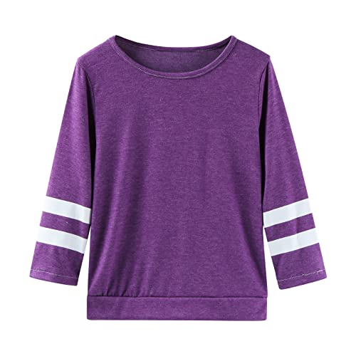 Camisetas femininas casuais de manga comprida gola redonda solta listrada moletom pulôver tops infan