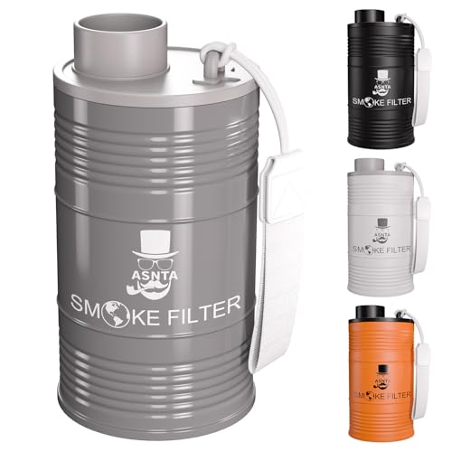 ASNTA Personal Smoke Air Filter(Metal Housing)- Effectively Captures Smoke and Eliminates Odors Comes with a Replaceable Filter Element (Grey)