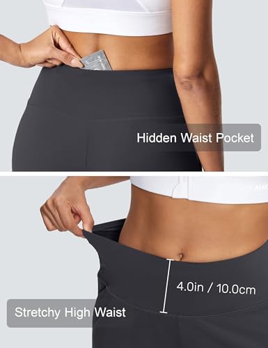 Image of ISEEGZ 15 inch /18 inch /21 inch Capri Pants for Women High Waist Wide Leg Yoga Capris with Pockets Stretchy Loose Fit Casual Workout
