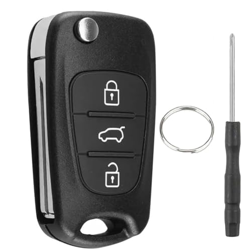 Coque de Clé Accessoires Compatible avec Hyundai ix35 ix20 i30 i10 et Kia Soul Ceed Rio Picanto Venga,3 Boutons de Télécommande Cle Boîtier Hyundai i20...