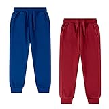 AMOMÍ Pantalón de chándal Niño Pantalón de Deporte Niño Pantalón Largo Rizo Niño12 Años 100% Algodón (12 Años, Azul+Granate)