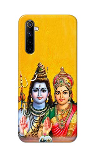 Image of PRINTFIDAA Lord Shiva Parvati Yellow Background Printed Designer Hard Back Case Cover for Realme 6 / Realme 6S / Realme 6i (6.5 inch) -(UO) MVN1008
