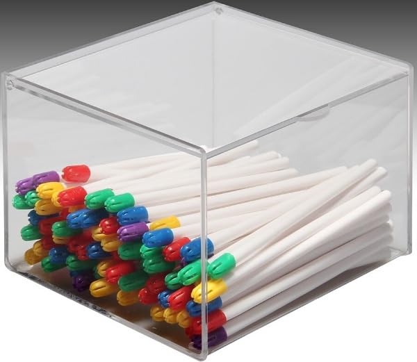 AmeriCan Goods Dental Clear Acrylic Covered Saliva Ejector Dispenser Square Saliva Ejectors Organizer Holder Professional Use Dental Cabinet Organizer