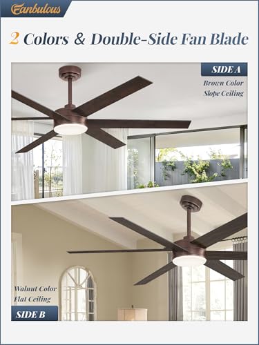 Image of Fanbulous 60 inch Outdoor Ceiling Fans with Lights, Dimmable 3CCT, Brown