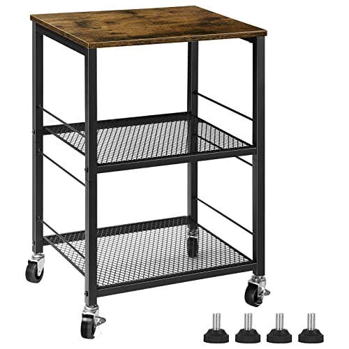 Eteli Side Table Small With Wheels Industrial Night Stand Storage Shelf 3 Tier Wood End Table With Metal Frame For Small Space Living Room Bedroom Kitchen Office #TOP9