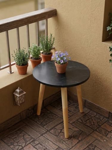 Image of Small Coffee Table with Storage, Mid Century Modern Solid Wood, for Living Room, (ROUND-3-LEGB)