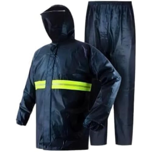 Capa de Chuva Para Motoqueiro Impermeável Azul Capa para Motoboy com Touca Faixa Refletiva e Proteção (GG)