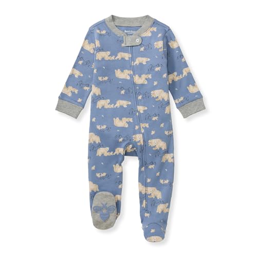 Image of Burt's Bees Baby Boys Sleep and Play PJs, 100% Organic Cotton One-Piece Zip Front Romper Jumpsuit Pajamas