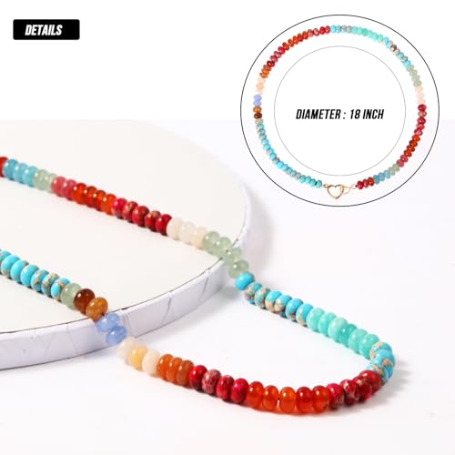 Jojomina Handmade Beaded Gemstone Choker Necklace For Women Boho Colorful Rainbow Natural Stone Bead Necklaces Beach Summer Jewelry  thumb #1