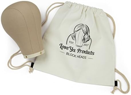 21" - 24" Canvas Cork Block Head for Mannequin Wig and Hat Making, Styling & Display. By LoveYa Products (Size 23")